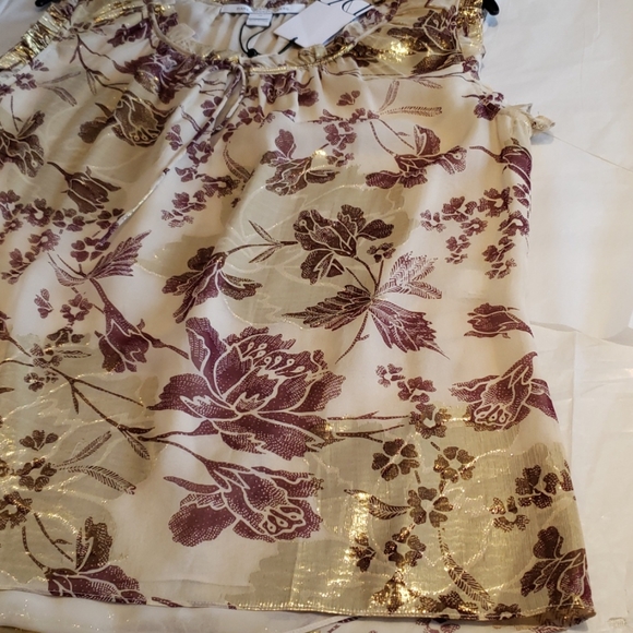 DVF New 'Rebekah' SILK Gold Metallic Printed Top Blouse NWT Women's 10 CHIC 🎉HP - Picture 10 of 14